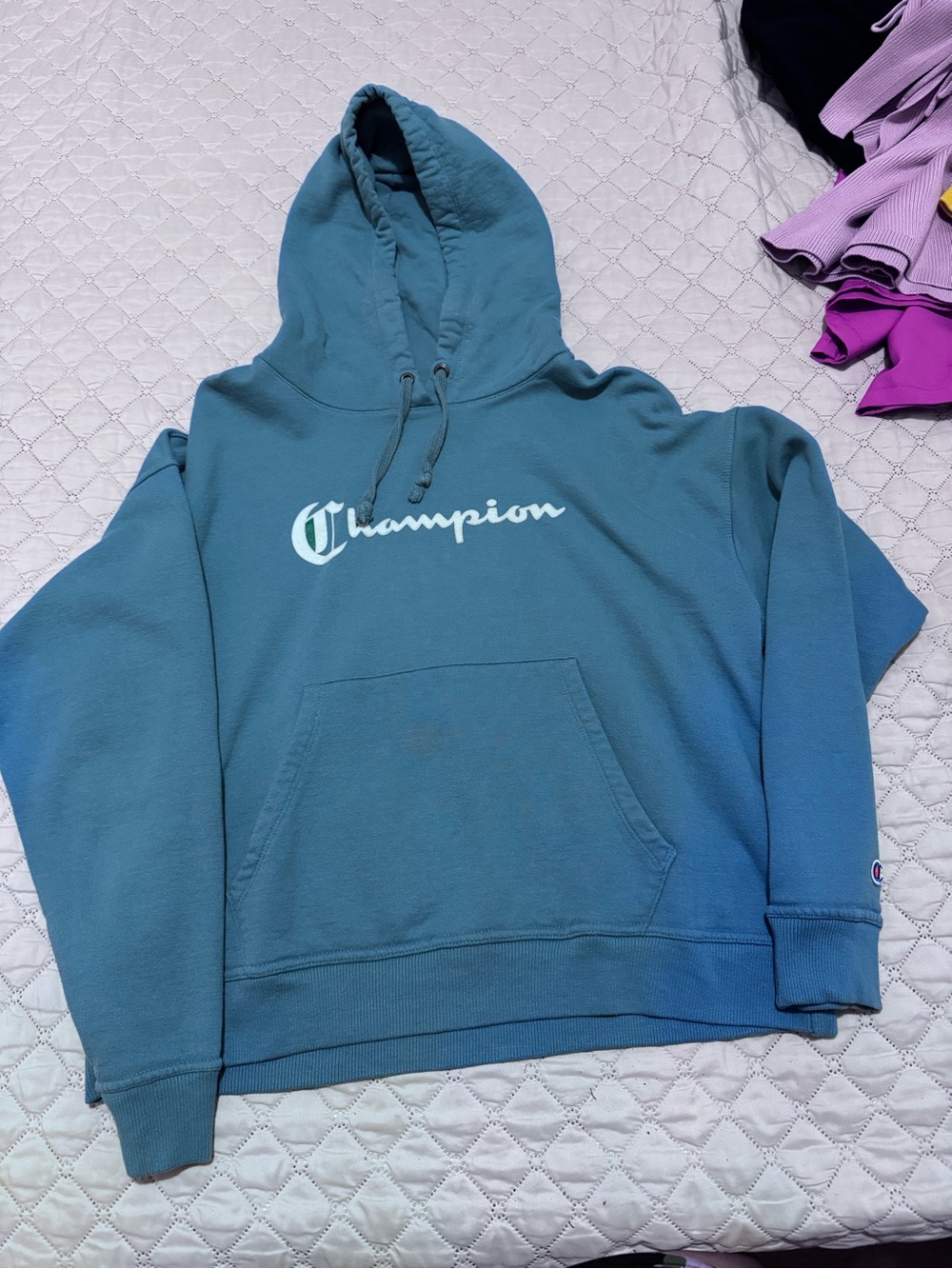 Champion Teal Pullover Crewneck Hoodie